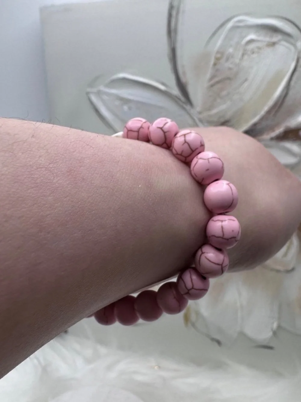 Pink Beaded Cross Bracelet for small wrist adults or teens
